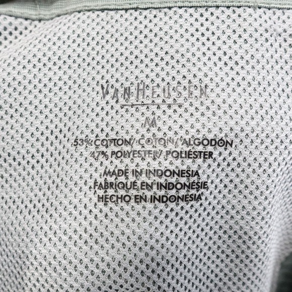 VAN HEUSEN SHORT SLEEVE GREEN STRIPED BUTTON DOWN SHIRT MENS SIZE M OUTDOORS - Picture 6 of 6